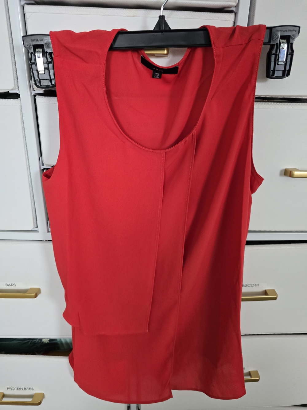 ANDB Red Sleeveless Scoop Neck Layered Front Tank